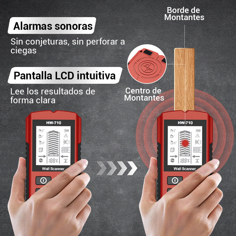 Detector manual multifunción de metales y paredes